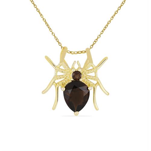 BUY STYLISH SMOKY GEMSTONE SPIDER BRASS PENDANT